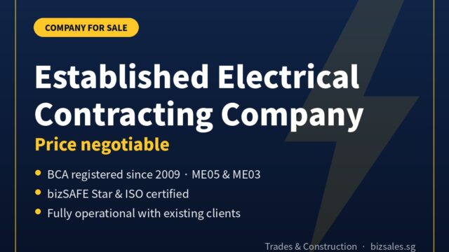 Established BCA-registered electrical contracting company for sale in Singapore